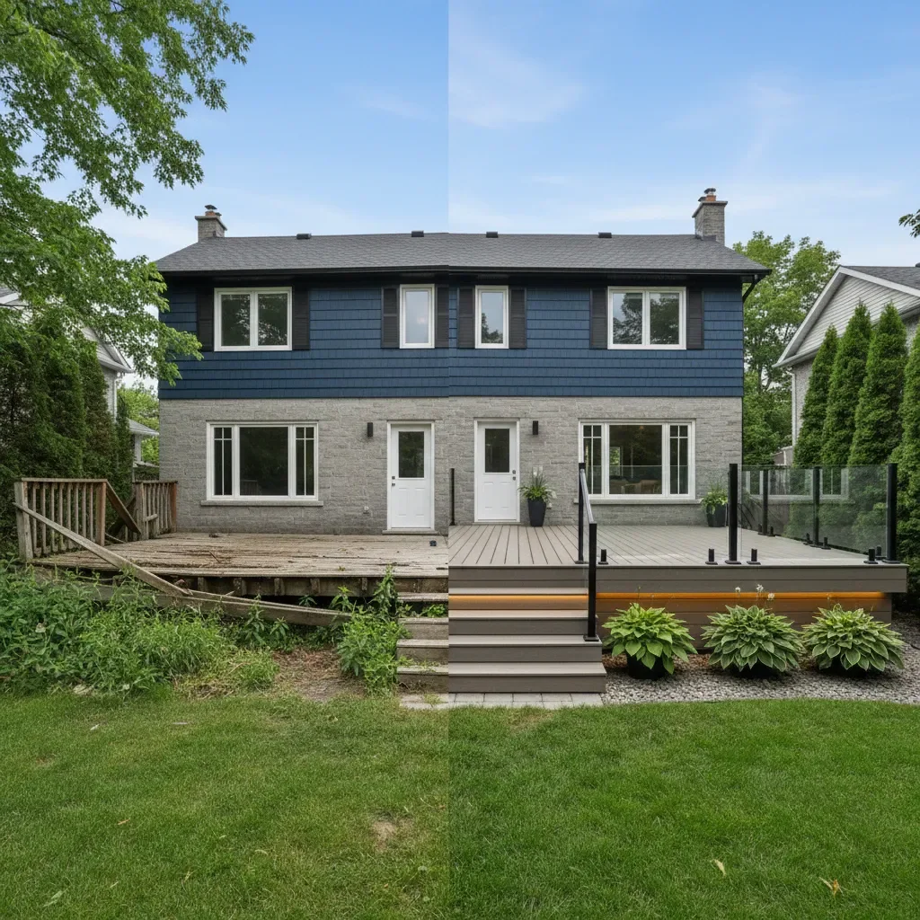 Deck builder transformation - before and after by Quality Landscaping Kirkland in Kirkland